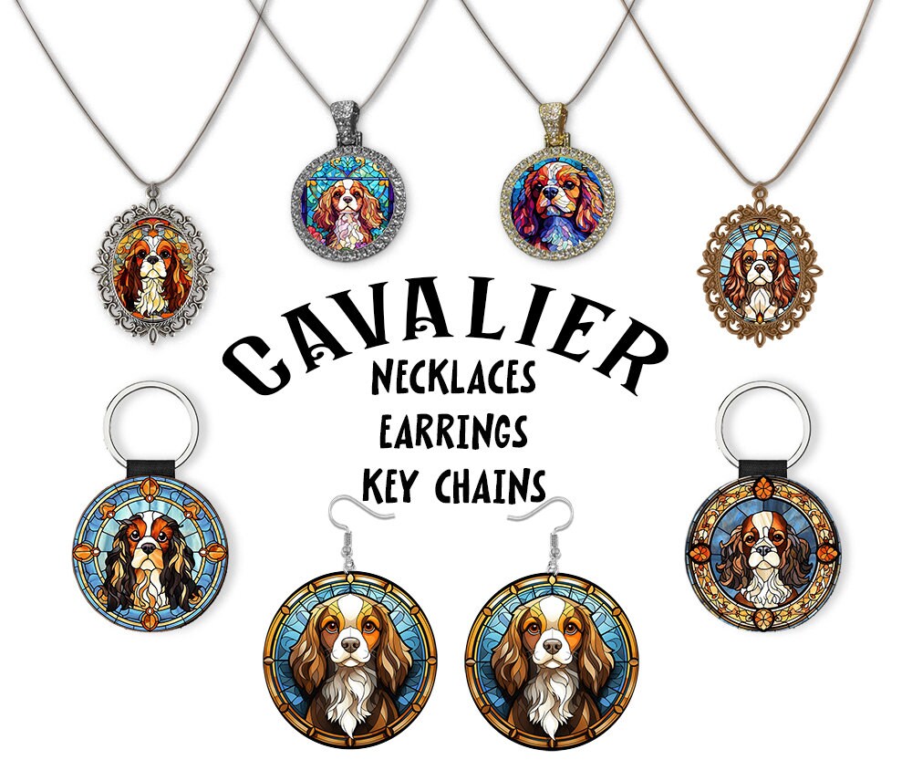 Cavalier King Charles Spaniel Jewelry - Stained Glass Style Necklaces, Earrings and more!-0