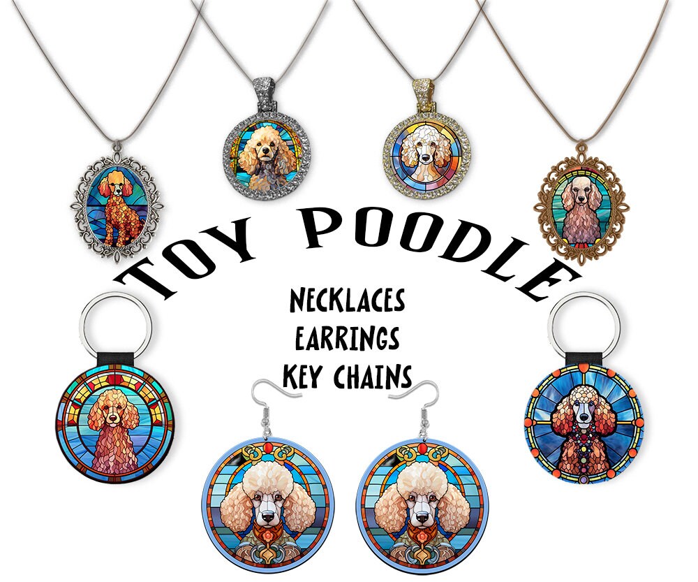 Toy Poodle Jewelry - Stained Glass Style Necklaces, Earrings and more!-0