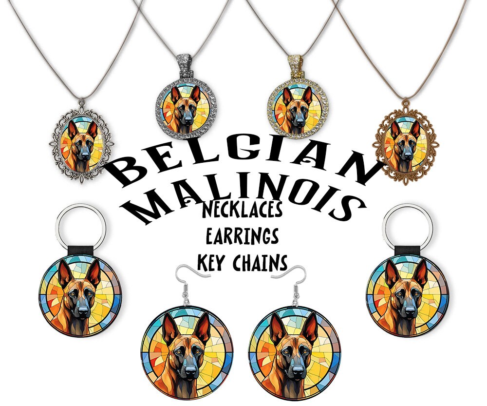 Belgian Malinois Jewelry - Stained Glass Style Necklaces, Earrings and more!-0