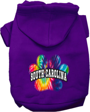 Pet Dog & Cat Screen Printed Hoodie for Medium to Large Pets (Sizes 2XL-6XL), "South Carolina Bright Tie Dye"-4