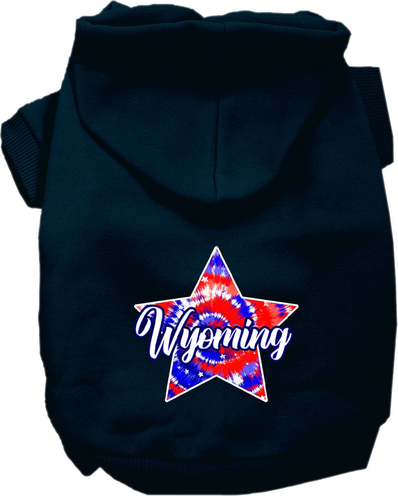 Pet Dog & Cat Screen Printed Hoodie for Small to Medium Pets (Sizes XS-XL), "Wyoming Patriotic Tie Dye"-3