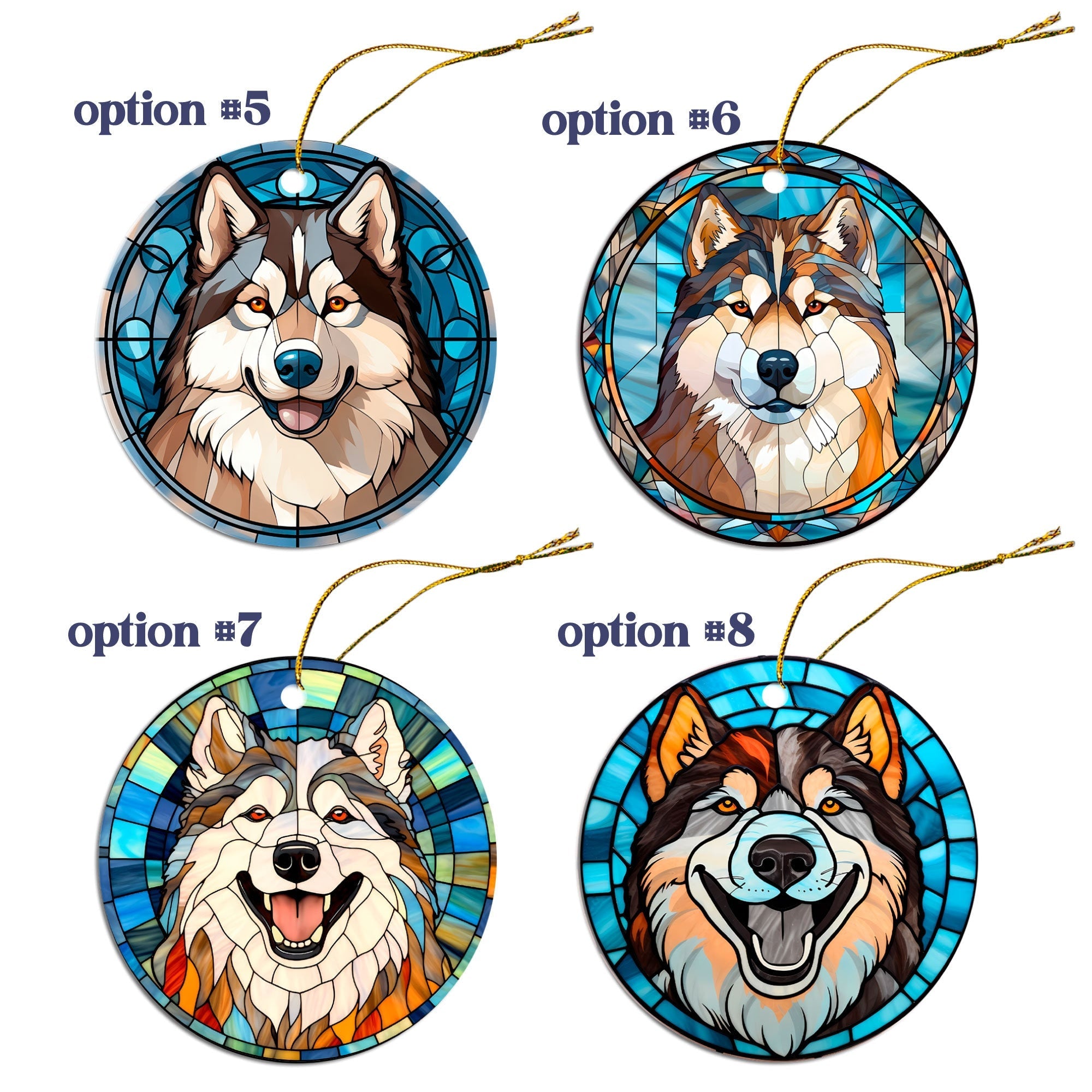 Alaskan Malamute Breed Jewelry - Stained Glass Style Necklaces, Earrings and more!-2