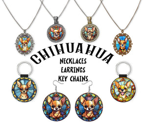 Chihuahua Jewelry - Stained Glass Style Necklaces, Earrings and more!-0