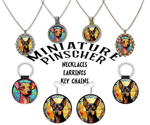 Miniature Pinscher Jewelry - Stained Glass Style Necklaces, Earrings and more!-0