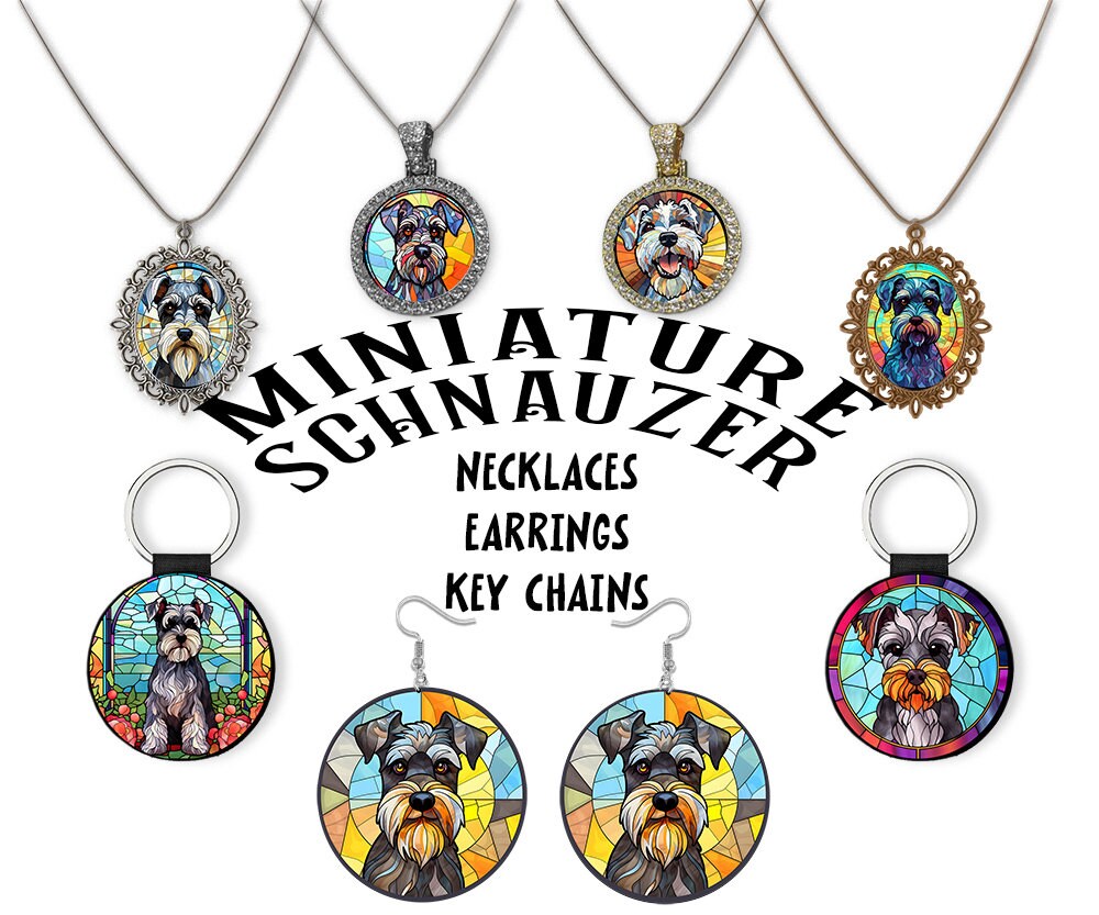 Miniature Schnauzer Jewelry - Stained Glass Style Necklaces, Earrings and more!-0