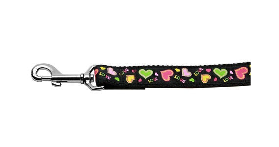 Pet Dog & Cat Nylon Collar or Leash, "Neon Love"-3