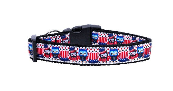 Pet Dog & Cat Nylon Collar or Leash, "Proud Owls"-2