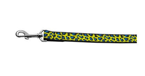 Pet Dog & Cat Nylon Collar or Leash, "Blue and Yellow Leopard Print"-3