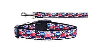 Pet Dog & Cat Nylon Collar or Leash, "Proud Owls"-0