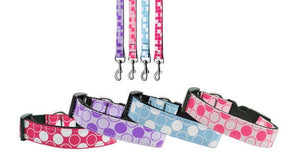 Pet Dog & Cat Nylon Collar or Leash, "Diagonal Dots"-0