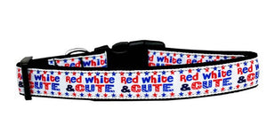 Pet Dog & Cat Nylon Collar or Leash, "Red, White and Cute"-2