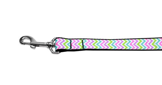 Pet Dog & Cat Nylon Collar or Leash, "Summer Chevron"-3