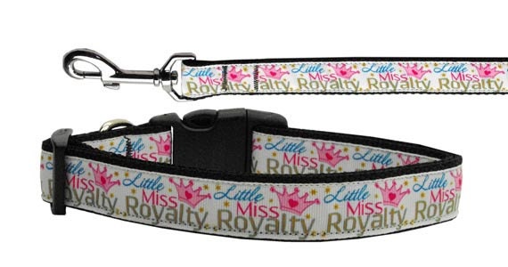 Pet Dog & Cat Nylon Collar or Leash, "Little Miss Royalty"-0