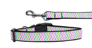 Pet Dog & Cat Nylon Collar or Leash, "Summer Chevron"-0