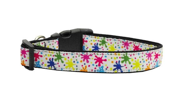 Pet Dog & Cat Nylon Collar or Leash, "Splatter Paint"-2