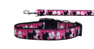 Pet Dog & Cat Nylon Collar or Leash, "Plaid Pups"-0