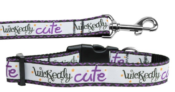 Halloween Pet Dog & Cat Nylon Collar or Leash, "Wickedly Cute"-0