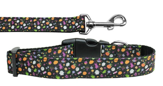 Halloween Pet Dog & Cat Nylon Collar or Leash, "Halloween Confetti"-0