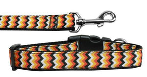 Halloween Pet Dog & Cat Nylon Collar or Leash, "Pumpkin Chevrons"-0