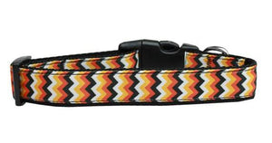 Halloween Pet Dog & Cat Nylon Collar or Leash, "Pumpkin Chevrons"-2