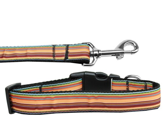 Pet Dog & Cat Nylon Collar or Leash, "Autumn Stripes"-0