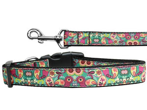 Pet Dog & Cat Nylon Collar or Leash,  "Turquoise Paisley"-0