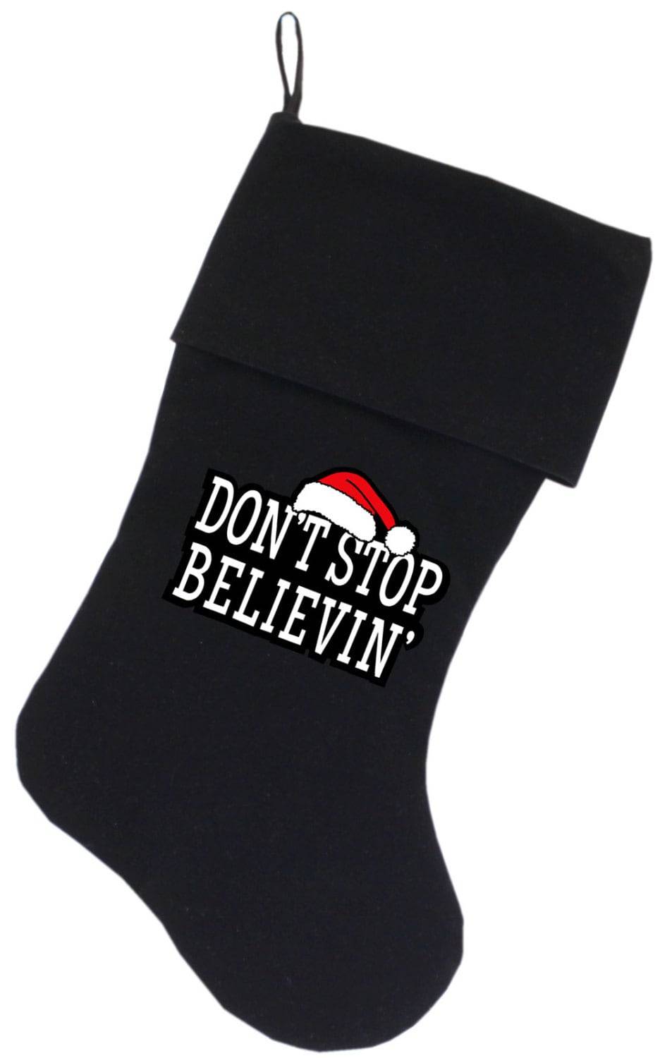 Velvet Christmas Stocking Screen Printed, "Don't Stop Believin"-1