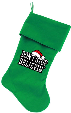 Velvet Christmas Stocking Screen Printed, "Don't Stop Believin"-2