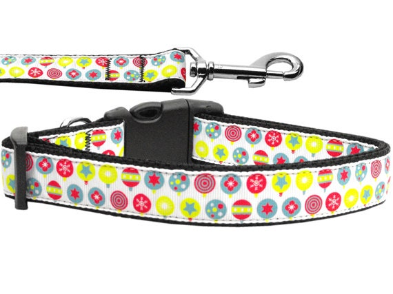 Christmas Pet Dog & Cat Nylon Collar or Leash, "Christmas Ornament"-0