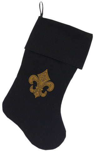 Velvet Christmas Stocking Screen Printed, "Gold Fleur De Lis"-1