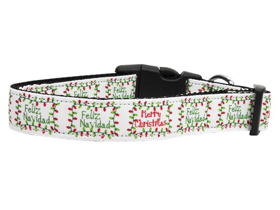 Christmas Pet Dog & Cat Nylon Collar or Leash, "Feliz Navidad"-2