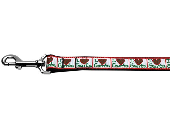 Christmas Pet Dog & Cat Nylon Collar or Leash, "I Heart Santa"-3