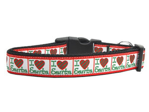 Christmas Pet Dog & Cat Nylon Collar or Leash, "I Heart Santa"-2