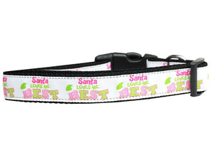 Christmas Pet Dog & Cat Nylon Collar or Leash, "Santa Loves Me Best"-2