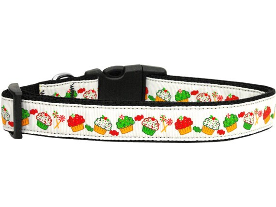 Christmas Pet Dog & Cat Nylon Collar or Leash, "Christmas Cupcakes"-2