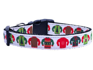 Christmas Pet Dog & Cat Nylon Collar or Leash, "Ugly Sweater"-2