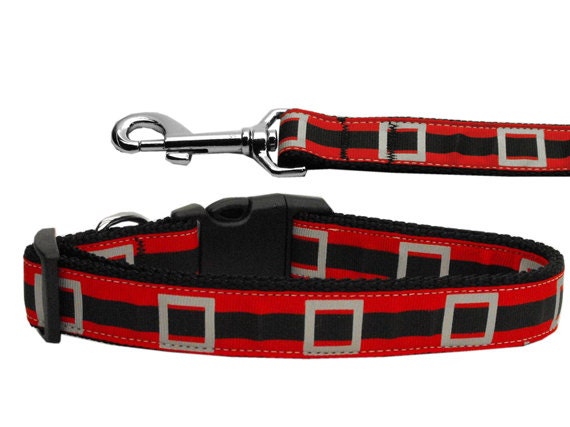 Christmas Pet Dog & Cat Nylon Collar or Leash, "Santa Belt"-0