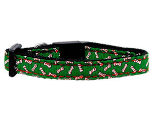 Christmas Pet Dog & Cat Nylon Collar or Leash, "Candy Cane Bones"-2