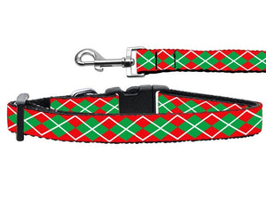 Christmas Nylon Pet Collars and Leashes, "Christmas Argyle"-0