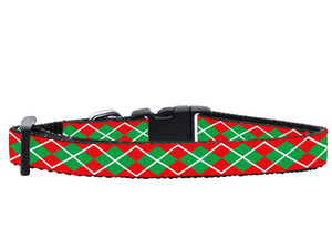 Christmas Nylon Pet Collars and Leashes, "Christmas Argyle"-2