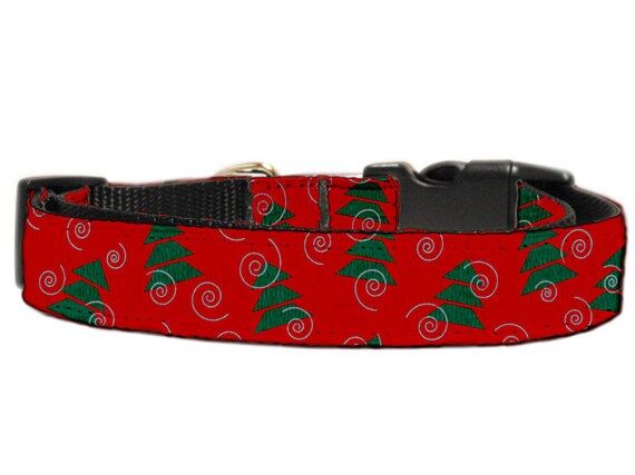 Christmas Nylon Pet Collars and Leashes, "Christmas Trees"-2