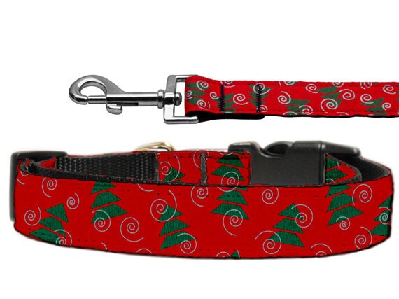 Christmas Nylon Pet Collars and Leashes, "Christmas Trees"-0