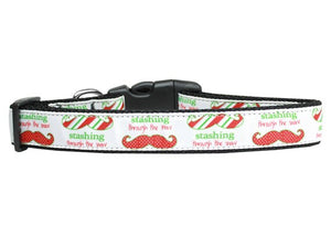 Christmas Pet Dog & Cat Nylon Collar or Leash, "Stashing Through The Snow"-2