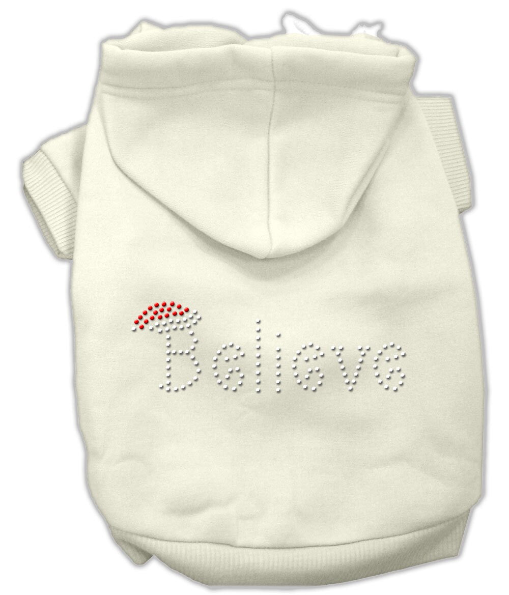 Christmas Pet Dog & Cat Hoodie Rhinestone, "Believe"-3