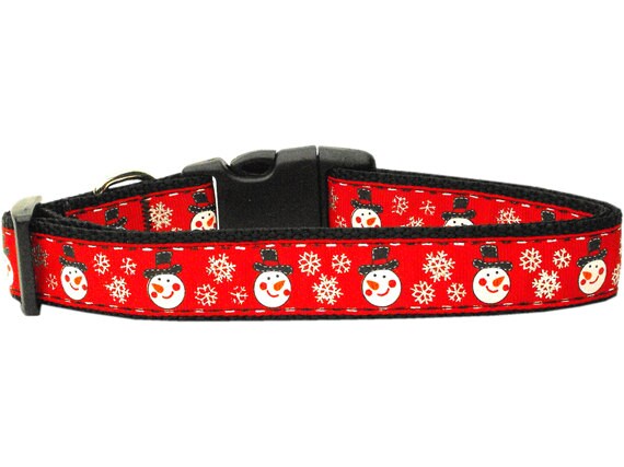 Christmas Pet Dog & Cat Nylon Collar or Leash, "Snowmen"-2