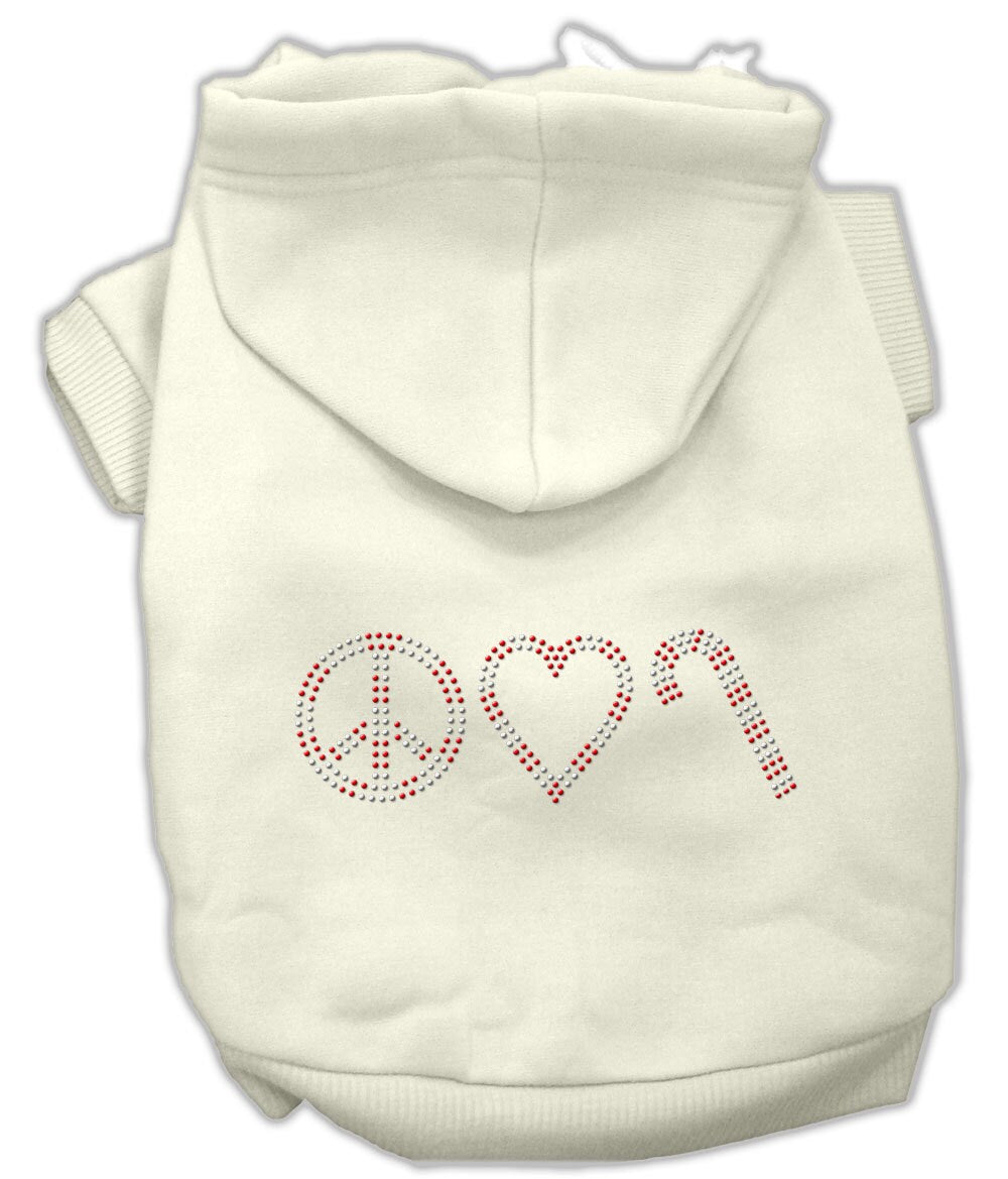 Christmas Pet Dog & Cat Hoodie Rhinestone, "Peace, Love and Candy Canes"-4