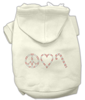 Christmas Pet Dog & Cat Hoodie Rhinestone, "Peace, Love and Candy Canes"-4