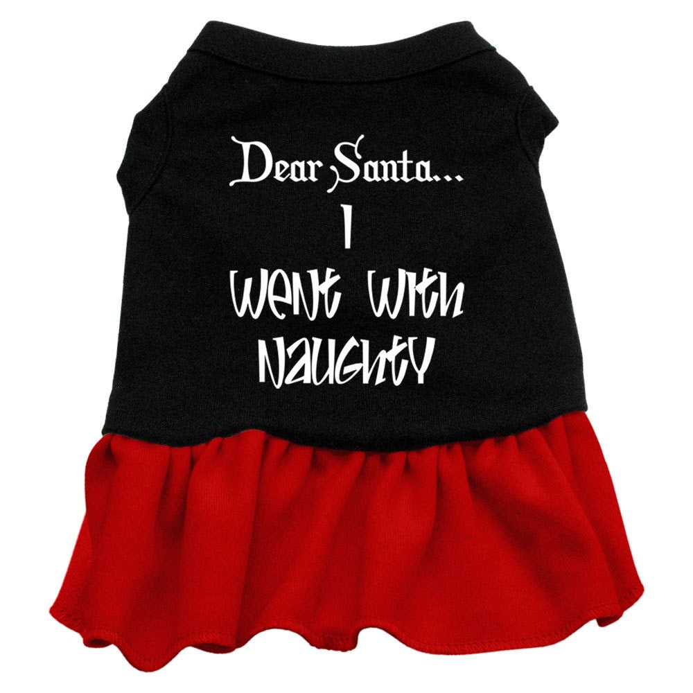 Christmas Pet Dog & Cat Dress Screen Printed, "Dear Santa, I Went With Naughty"-2