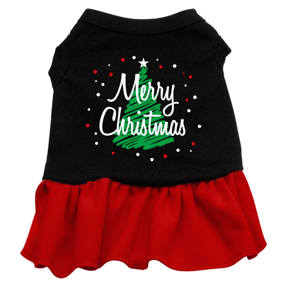 Christmas Pet Dog & Cat Dress Screen Printed, "Scribble Merry Christmas"-2