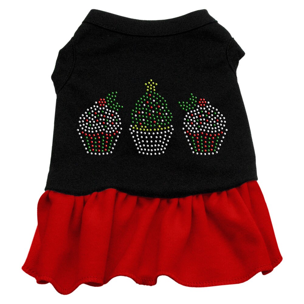 Christmas Pet Dog & Cat Dress Rhinestone, "Christmas Cupcakes"-2